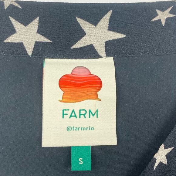 FARM RIO Stardust Blouse Sheer Ruffle Neck - Size S - Picture 6 of 9